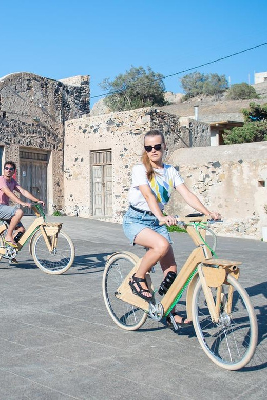 Santorini's Private 2-hour Wooden E-bike Tour - Meeting in Perissa: black-sand energy and a quick start