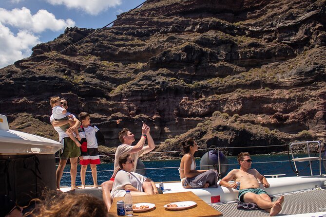 Santorini Sailing Catamaran Daily Cruises w/ Greek BBQ @Thirasia - Red Beach at Akrotiri: why this stop is worth the trip