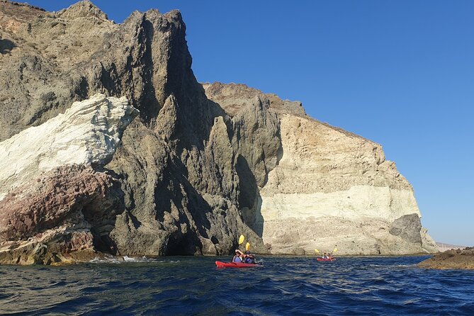 Santorini Sea Kayak - South Discovery, Small Group incl. Sea Caves and picnic - White Beach and the Picnic Setup That Makes It Feel Like a Day Out