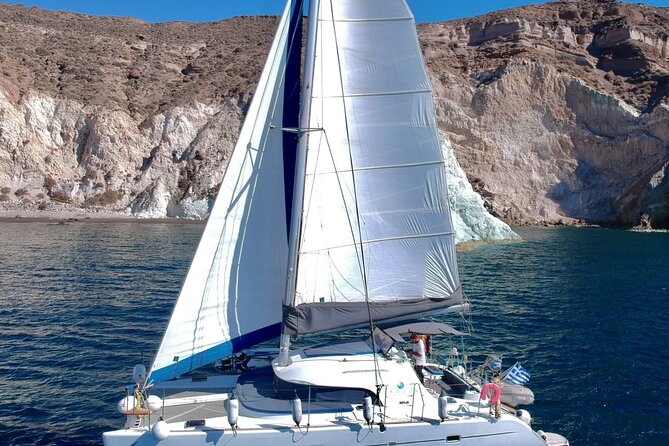 Santorini Sunset:Private All-In Catamaran Cruise (Food&Drinks) - Palea Kameni Hot Springs: The One Swim Stop People Talk About
