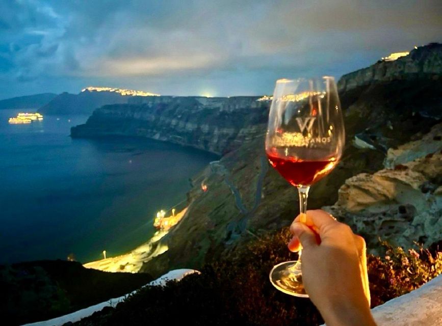 Santorini: Tour of Wineries with Wine Tasting & Food - Stop three and sunset, where the caldera takes over