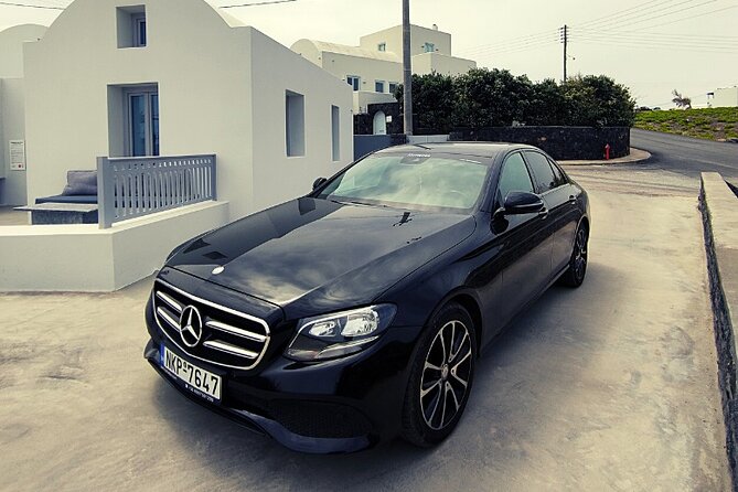 Santorini VIP Limousine Transfer Services - Inside the Mercedes-Benz E Class, WiFi, and Bottled Water