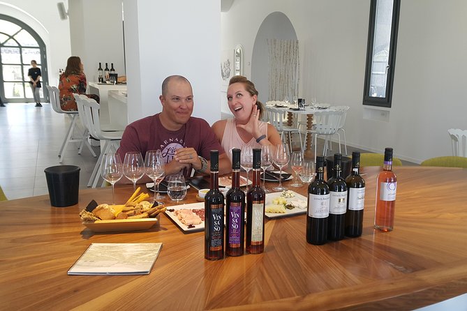 Santorini Wine Tasting & Food Pairing :Taste good life at Santorini - Gavalas Winery in Megalochori: Vinsanto Tradition Plus Vineyard Sights